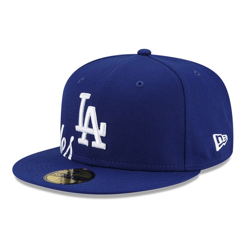 59fifty New Era La Dodgers MLB Side Split Fitted Gorras Azules | VE4781026