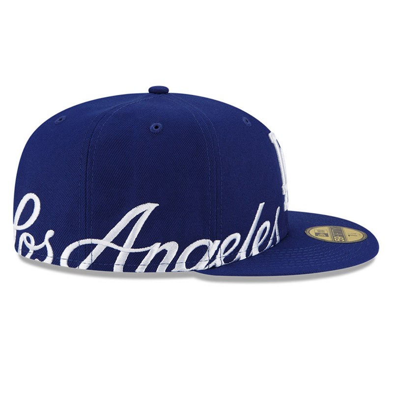 59fifty New Era La Dodgers MLB Side Split Fitted Gorras Azules | VE4781026