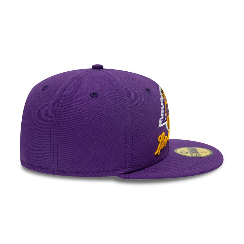 59fifty New Era La Lakers Dual Logo Fitted Gorras Morados | KD8031659