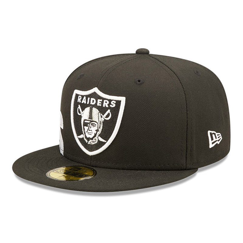 59fifty New Era Las Vegas Raiders NFL Side Split Fitted Gorras Negros | WD6142038