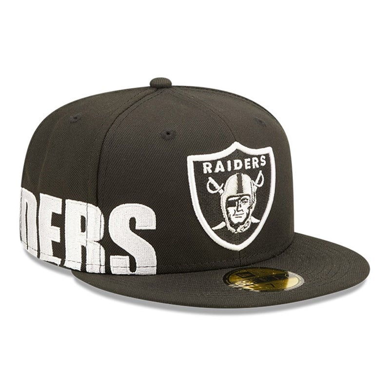 59fifty New Era Las Vegas Raiders NFL Side Split Fitted Gorras Negros | WD6142038