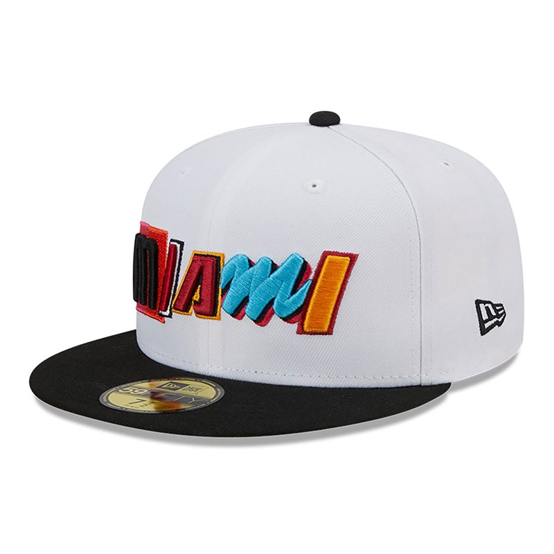 59fifty New Era Miami Heat Authentics City Edition Fitted Gorras Blancos | EM9125830