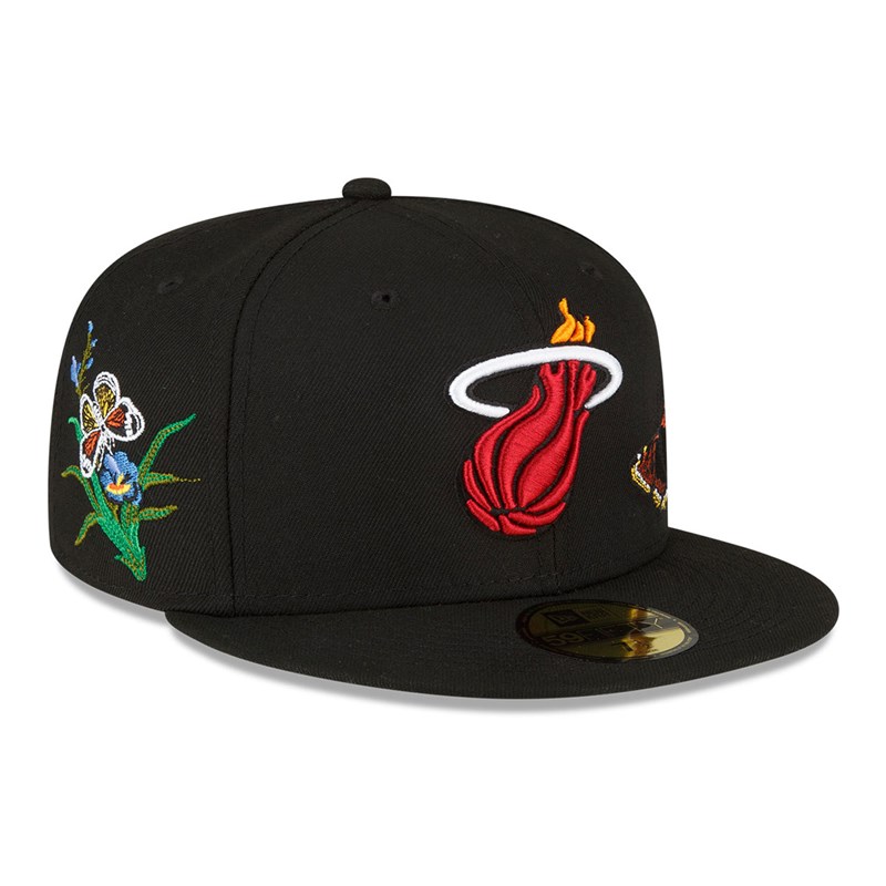 59fifty New Era Miami Heat Felt X NBA Fitted Gorras Negros | ZJ3782451