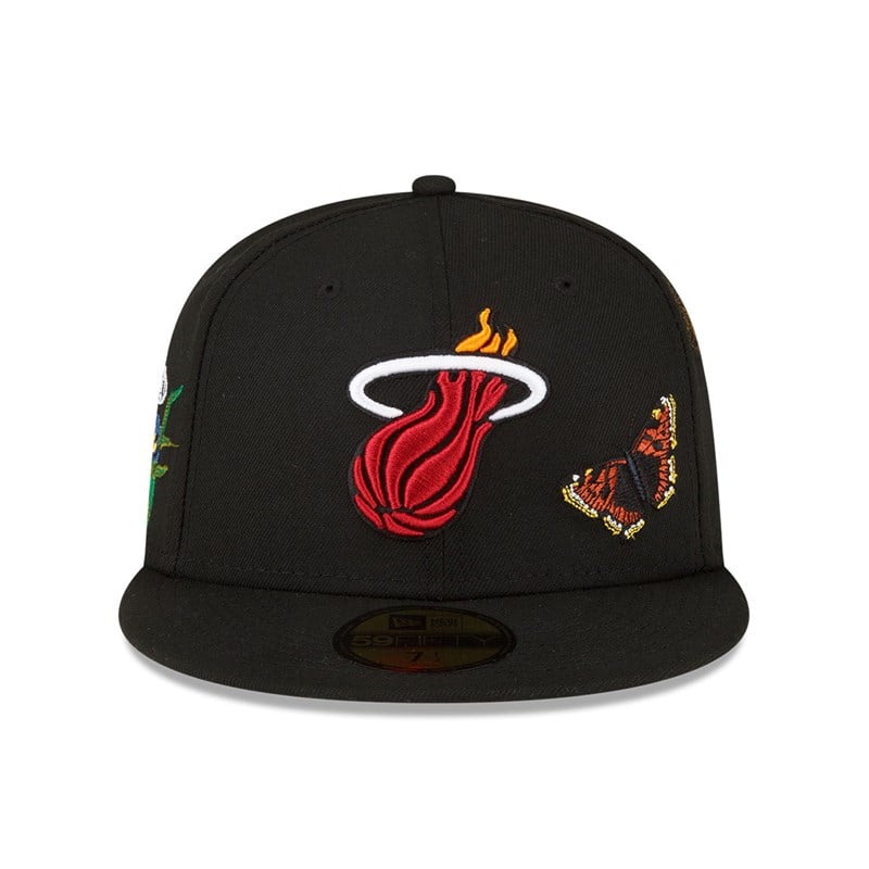 59fifty New Era Miami Heat Felt X NBA Fitted Gorras Negros | ZJ3782451