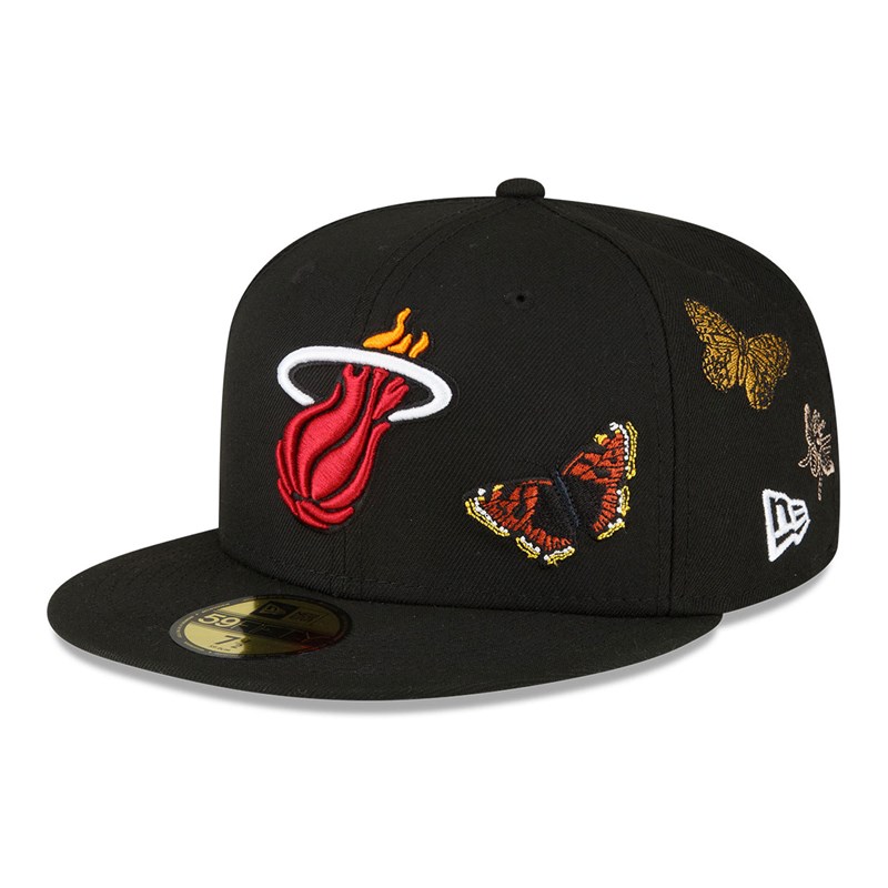 59fifty New Era Miami Heat Felt X NBA Fitted Gorras Negros | ZJ3782451