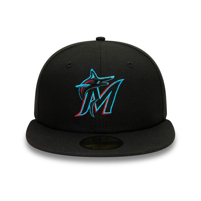 59fifty New Era Miami Marlins Authentic On Field Game Gorras Negros | SQ9705134