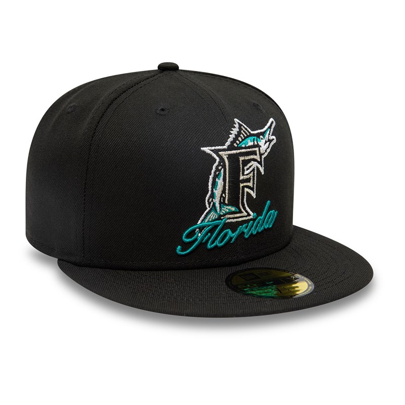 59fifty New Era Miami Marlins Dual Logo Fitted Gorras Negros | ZI6741529