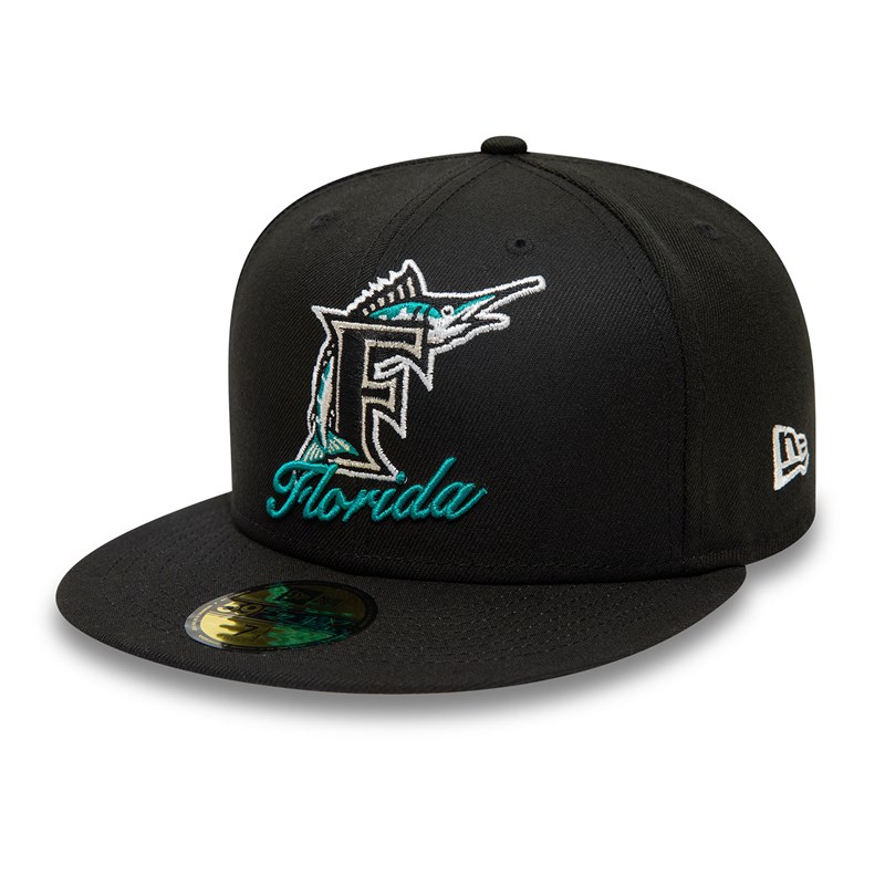 59fifty New Era Miami Marlins Dual Logo Fitted Gorras Negros | ZI6741529