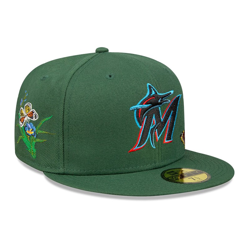 59fifty New Era Miami Marlins Felt X MLB Fitted Gorras Verdes | XG4512063