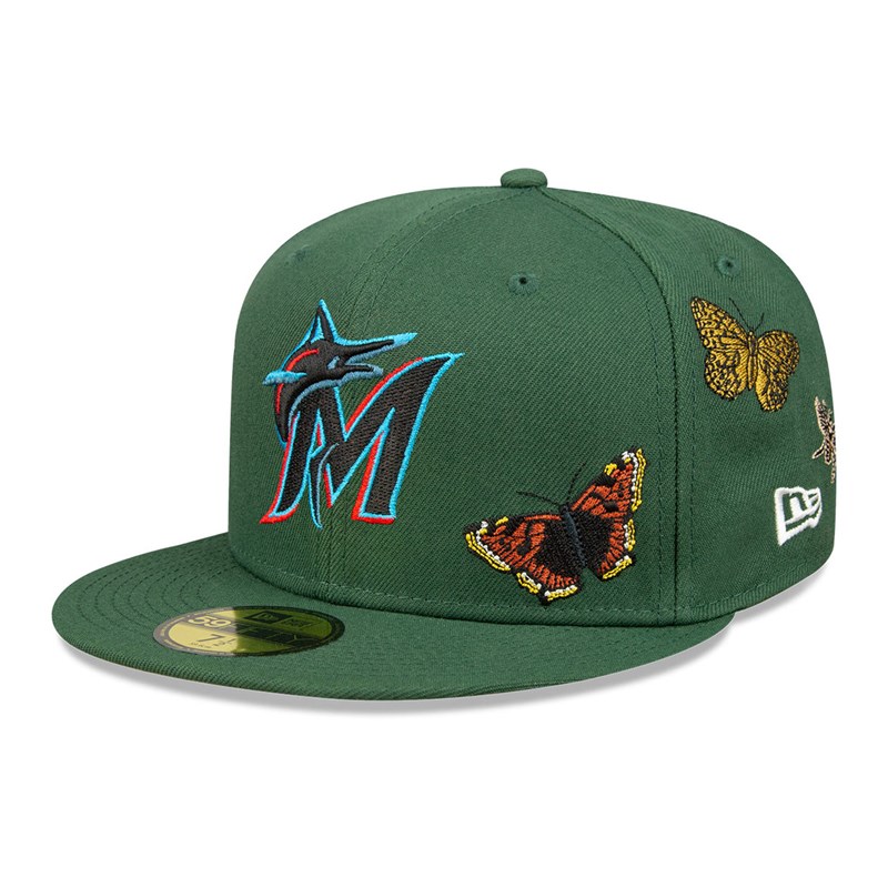 59fifty New Era Miami Marlins Felt X MLB Fitted Gorras Verdes | XG4512063