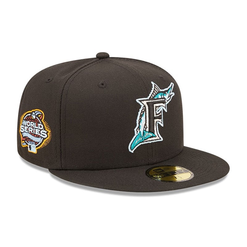 59fifty New Era Miami Marlins MLB Cloud Fitted Gorras Negros | QG7429086