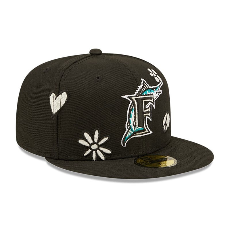 59fifty New Era Miami Marlins MLB Sunlight Pop Gorras Negros | BN3695217