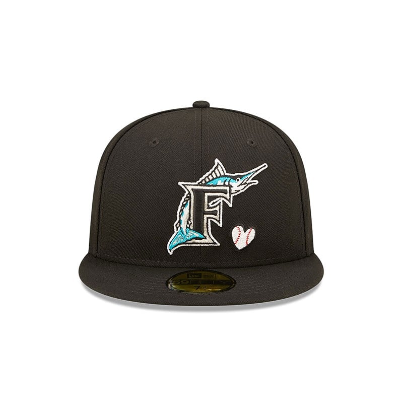 59fifty New Era Miami Marlins MLB Team Heart Fitted Gorras Negros | OF7583014