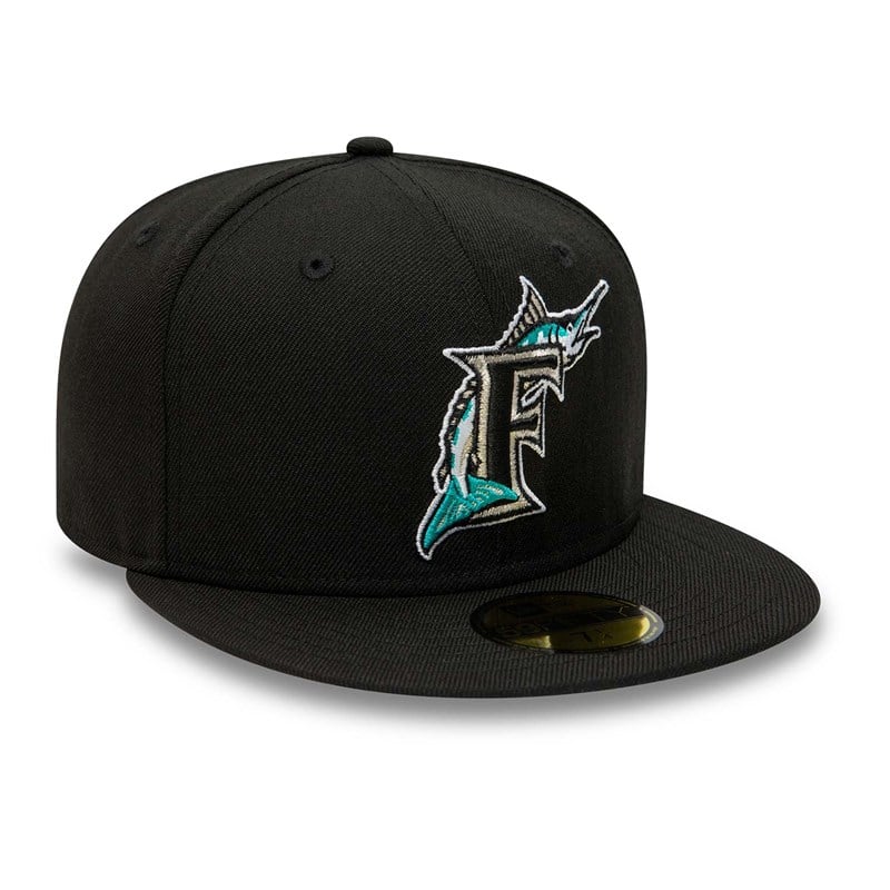 59fifty New Era Miami Marlins Premium Authentic On Field Game Lana Fitted Gorras Negros | IF2678014