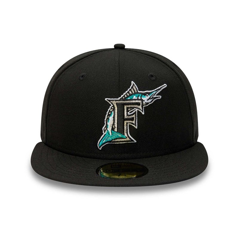 59fifty New Era Miami Marlins Premium Authentic On Field Game Lana Fitted Gorras Negros | IF2678014