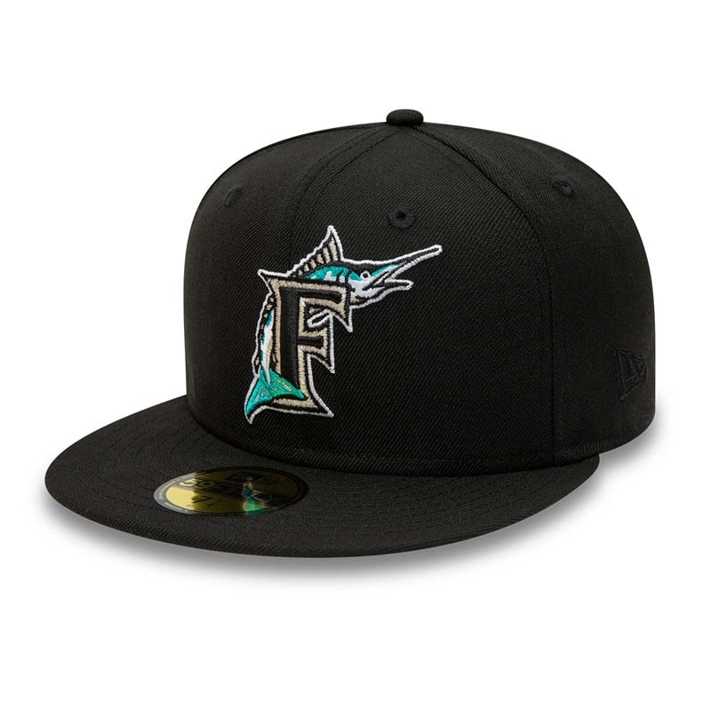 59fifty New Era Miami Marlins Premium Authentic On Field Game Lana Fitted Gorras Negros | IF2678014