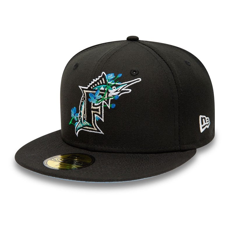 59fifty New Era Miami Marlins Side Patch Bloom Fitted Gorras Negros | PI0538496