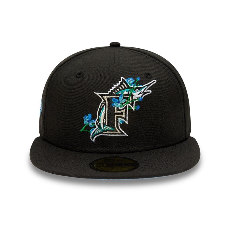 59fifty New Era Miami Marlins Side Patch Bloom Fitted Gorras Negros | PI0538496