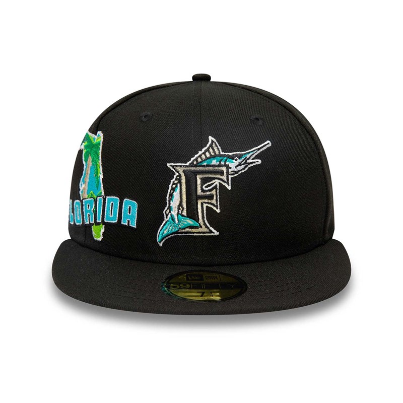 59fifty New Era Miami Marlins Stateview Fitted Gorras Negros | BK2403897