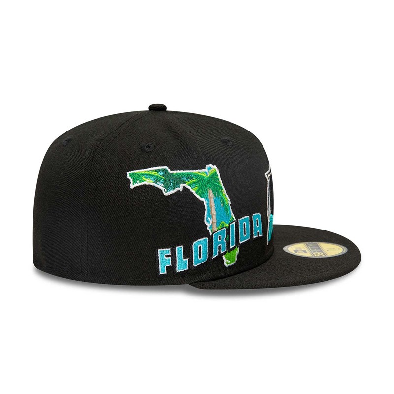 59fifty New Era Miami Marlins Stateview Fitted Gorras Negros | BK2403897