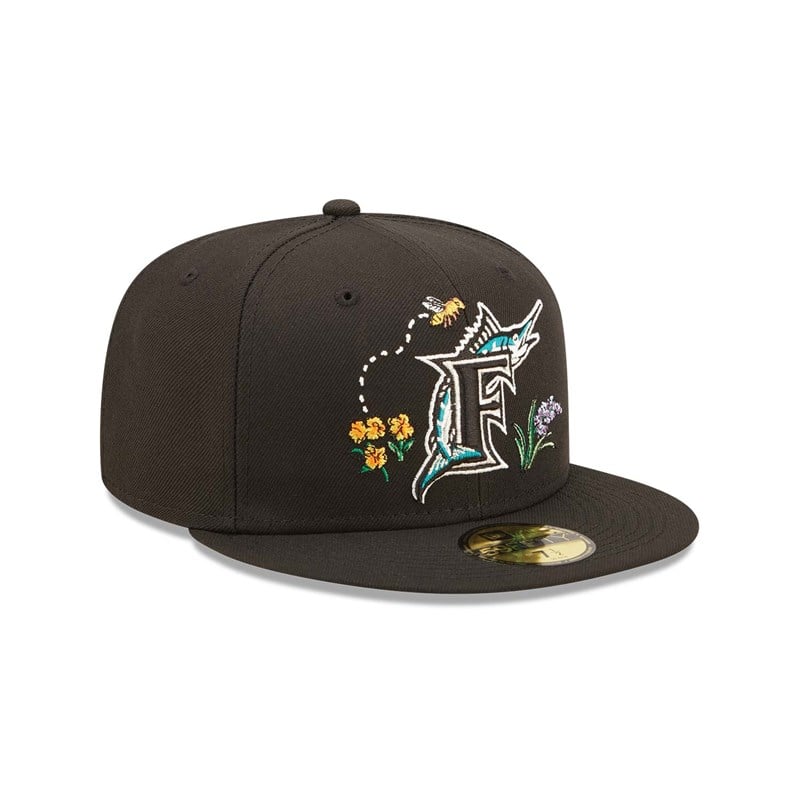 59fifty New Era Miami Marlins Watercolour Floral Gorras Negros | VC9478065