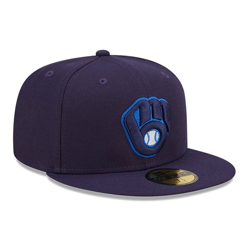 59fifty New Era Milwaukee Brewers Mono Fitted Gorras Azules | GS3974285