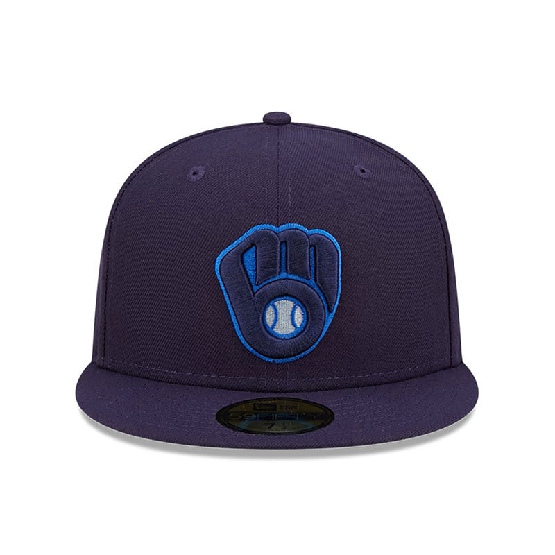 59fifty New Era Milwaukee Brewers Mono Fitted Gorras Azules | GS3974285