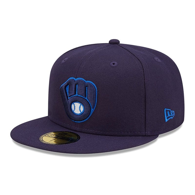 59fifty New Era Milwaukee Brewers Mono Fitted Gorras Azules | GS3974285