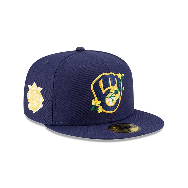 59fifty New Era Milwaukee Brewers Side Patch Bloom Fitted Gorras Azules | SO5408267