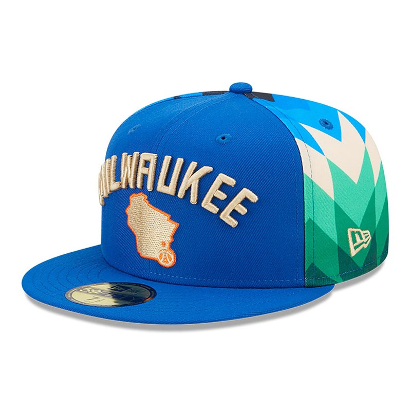 59fifty New Era Milwaukee Bucks Authentics City Edition Fitted Gorras Azules | XA1908425