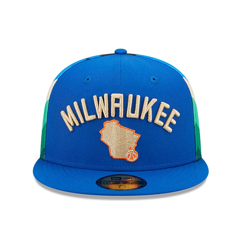 59fifty New Era Milwaukee Bucks Authentics City Edition Fitted Gorras Azules | XA1908425