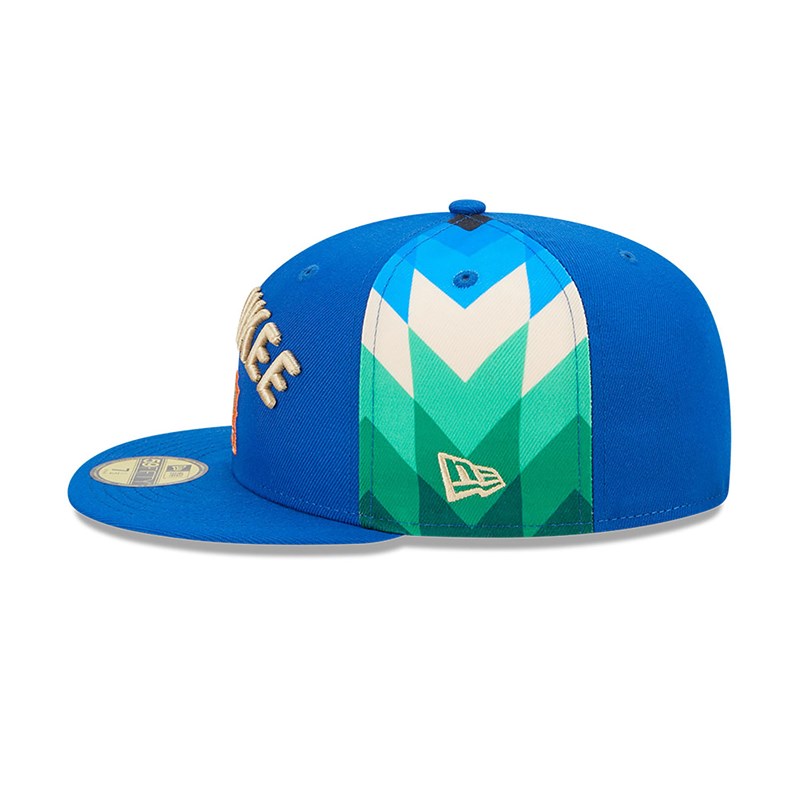 59fifty New Era Milwaukee Bucks Authentics City Edition Fitted Gorras Azules | XA1908425