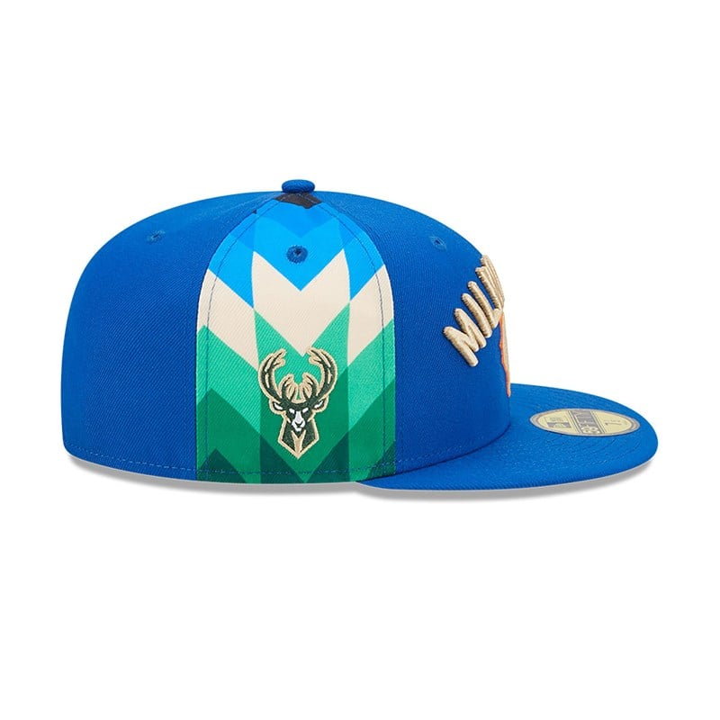 59fifty New Era Milwaukee Bucks Authentics City Edition Fitted Gorras Azules | XA1908425