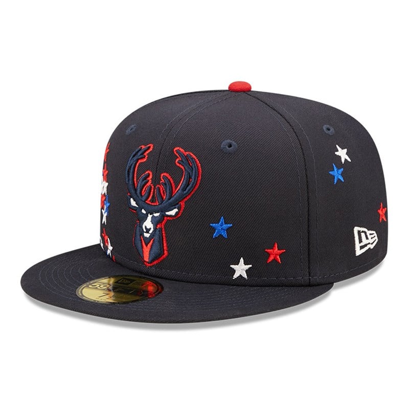 59fifty New Era Milwaukee Bucks NBA Americana Fitted Gorras Azules | GL4629805