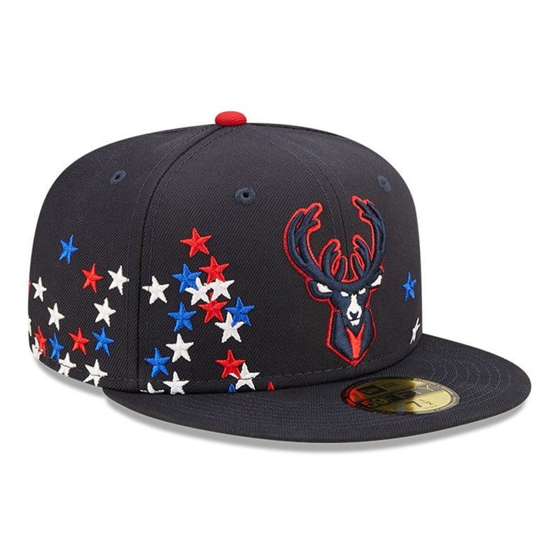 59fifty New Era Milwaukee Bucks NBA Americana Fitted Gorras Azules | GL4629805