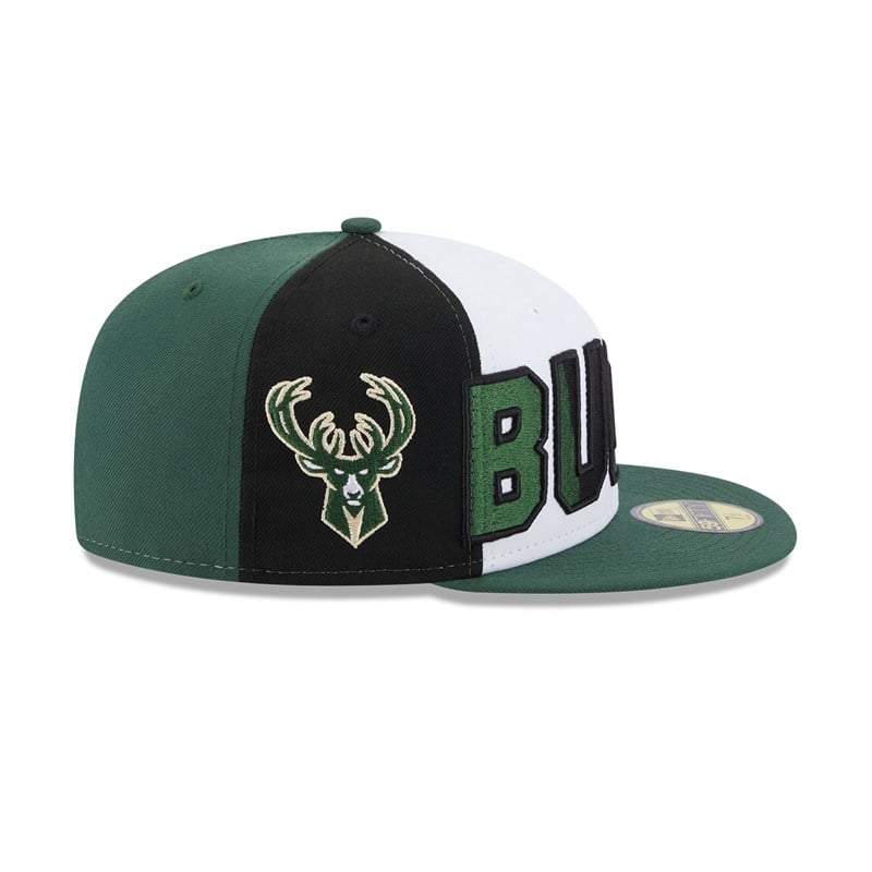 59fifty New Era Milwaukee Bucks NBA Back Half Fitted Gorras Verdes | QM8243916