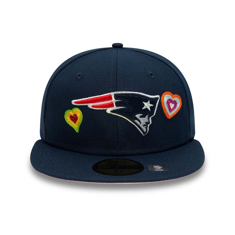 59fifty New Era New England Patriots Chain Stitch Heart Fitted Gorras Azules | RO6103947