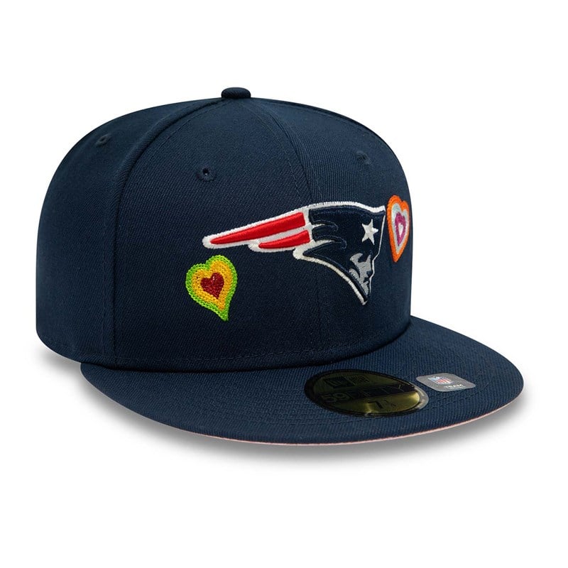 59fifty New Era New England Patriots Chain Stitch Heart Fitted Gorras Azules | RO6103947