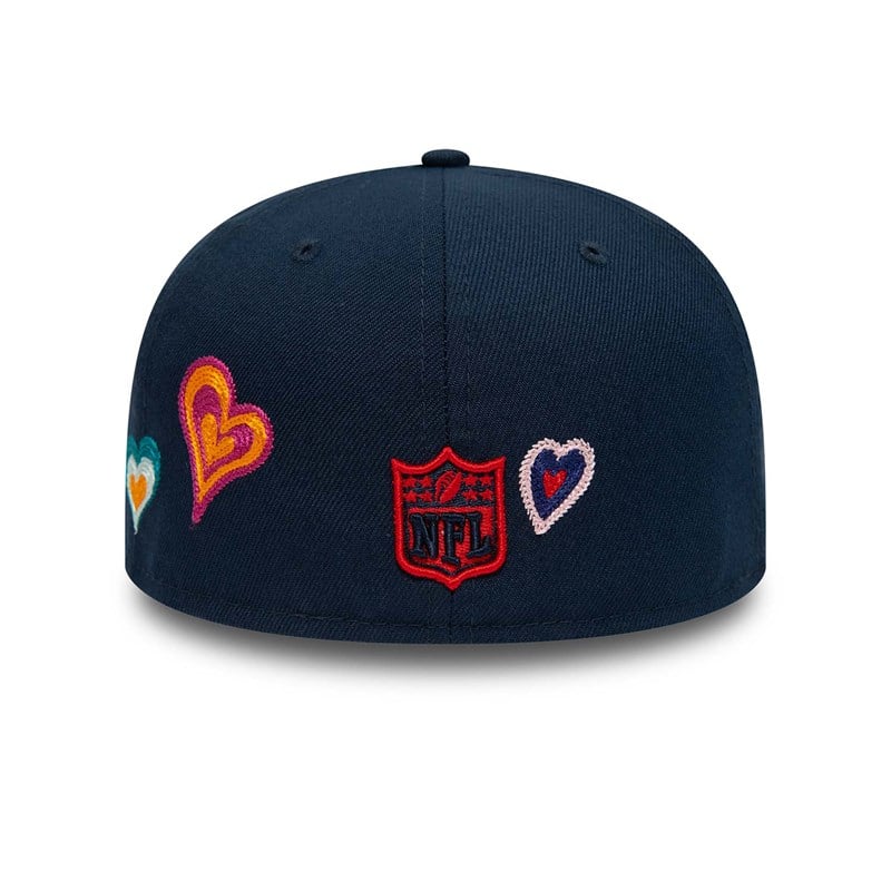 59fifty New Era New England Patriots Chain Stitch Heart Fitted Gorras Azules | RO6103947