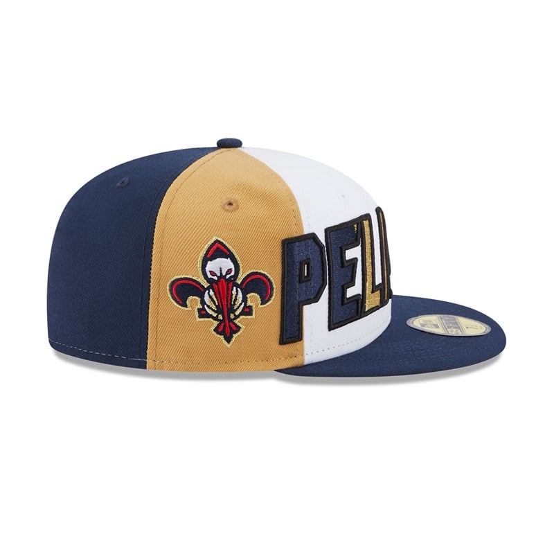 59fifty New Era New Orleans Pelicans NBA Back Half Fitted Gorras Azules | HY5490128