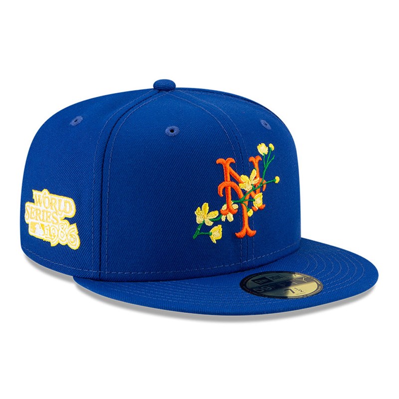 59fifty New Era New York Mets MLB Side Patch Bloom Fitted Gorras Azules | EU6258719