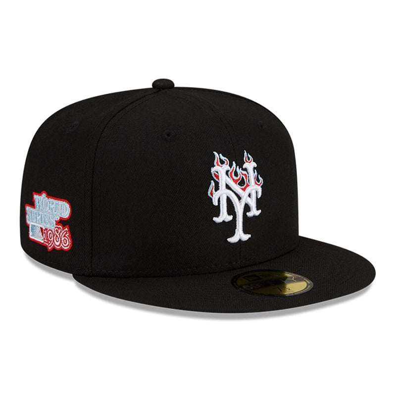 59fifty New Era New York Mets MLB Team Fire Fitted Gorras Negros | AC9873620