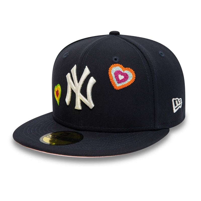 59fifty New Era New York Yankees Chain Stitch Heart Fitted Gorras Azules | NP2913586