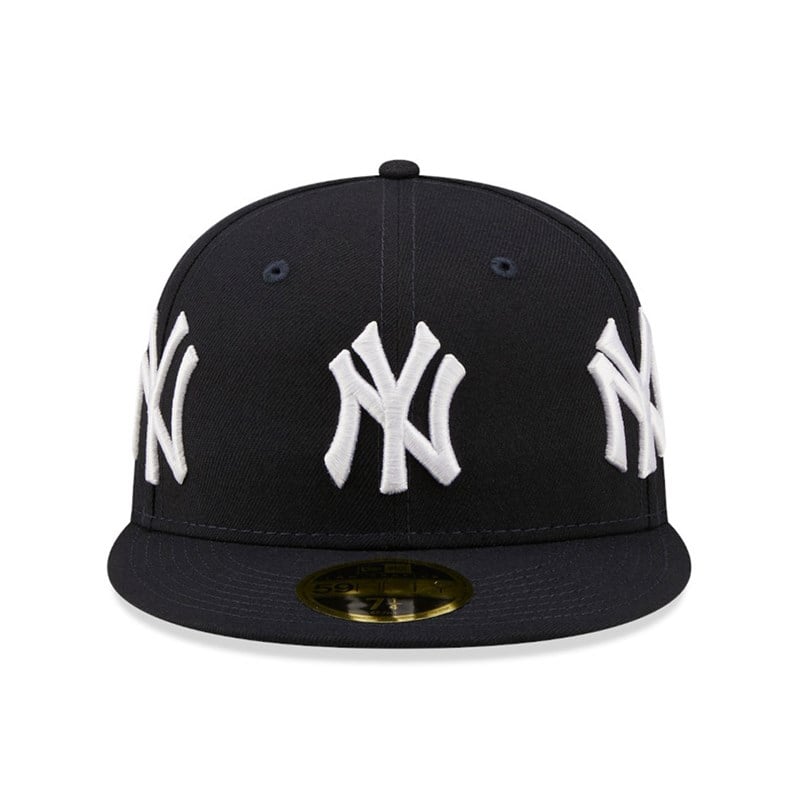 59fifty New Era New York Yankees Logo Low Profile Fitted Gorras Azules | VY8731965