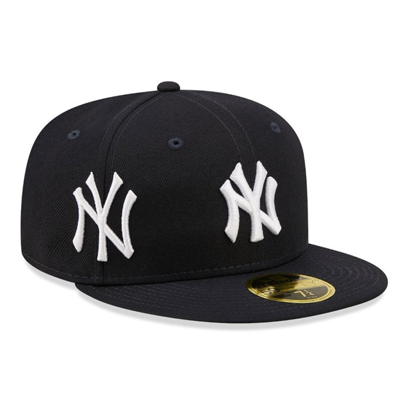 59fifty New Era New York Yankees Logo Low Profile Fitted Gorras Azules | VY8731965