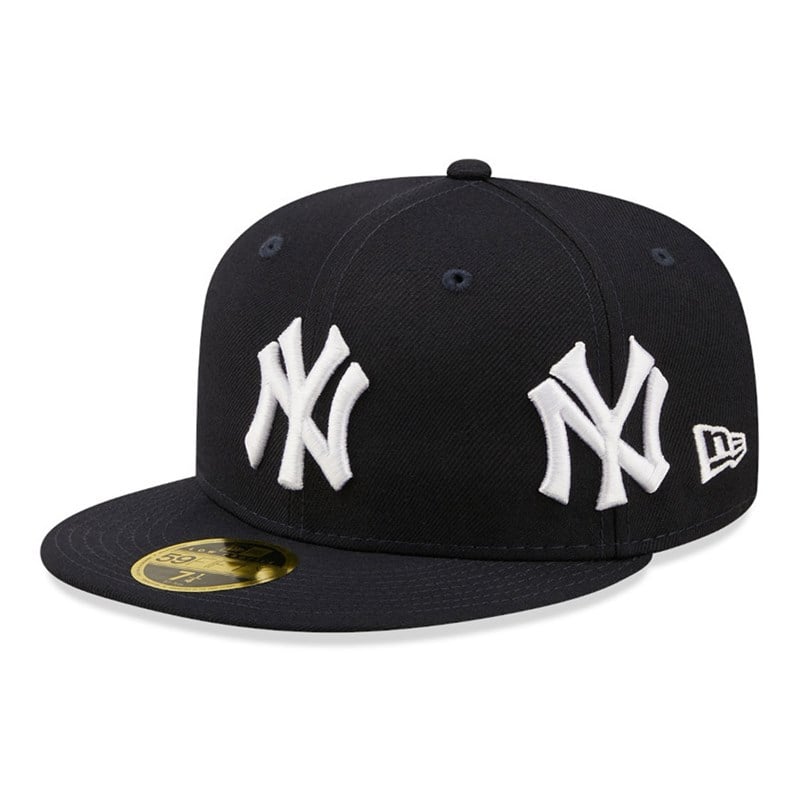 59fifty New Era New York Yankees Logo Low Profile Fitted Gorras Azules | VY8731965