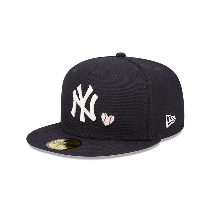 59fifty New Era New York Yankees MLB Team Heart Fitted Gorras Azules | KZ7954803