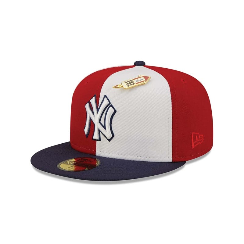 59fifty New Era New York Yankees Pinwheel Americana Fitted Gorras Rojos | YC6042835