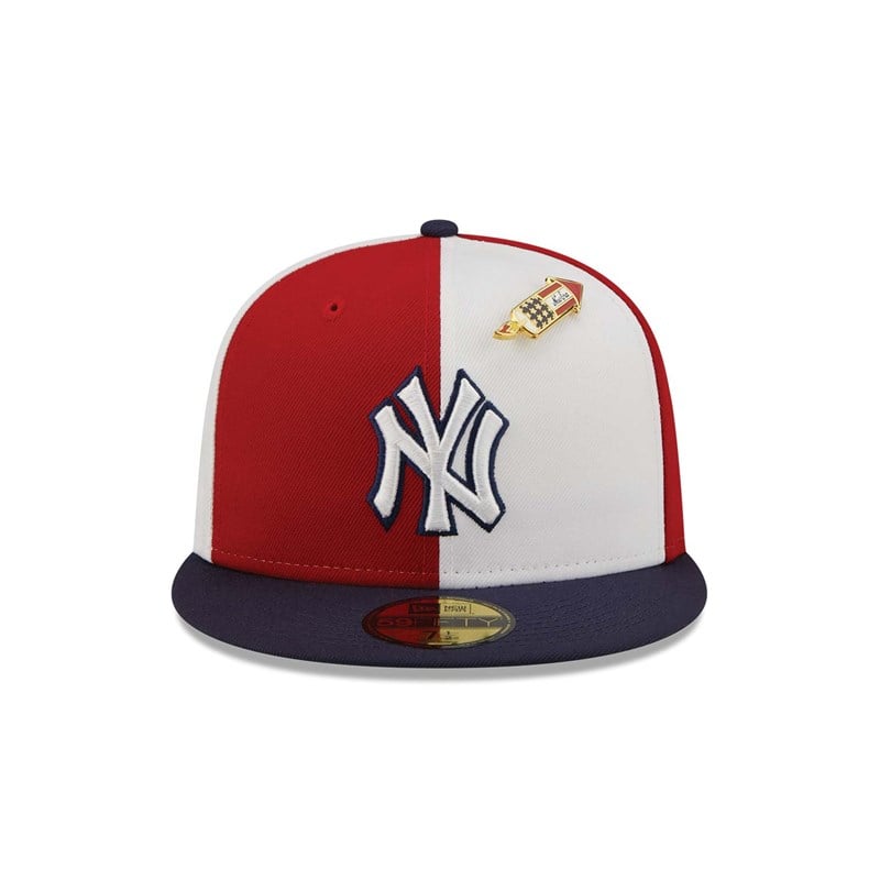 59fifty New Era New York Yankees Pinwheel Americana Fitted Gorras Rojos | YC6042835