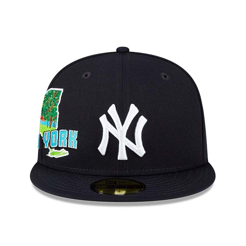 59fifty New Era New York Yankees Stateview Fitted Gorras Azules | VB5326847